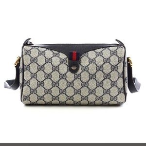 Gucci vintage navy blue coated canvas bag